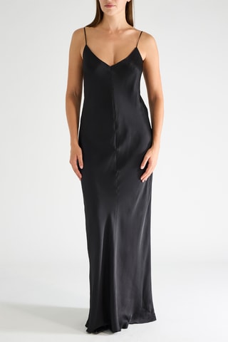 Vestido largo de seda - Negro - Raey