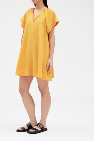 Robe trapèze en lin - Jaune - Claudie Pierlot