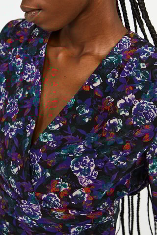 Robe patineuse en soie - Noir et violet - Claudie Pierlot