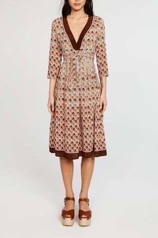 Robe patineuse en soie - Marron et orange - Claudie Pierlot