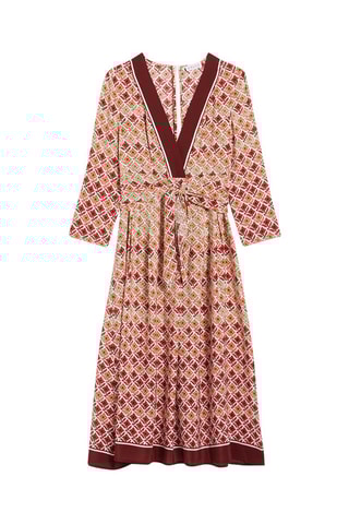 Robe patineuse en soie - Marron et orange - Claudie Pierlot