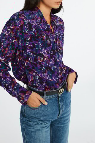 Chemisier en soie - Noir et violet - Claudie Pierlot