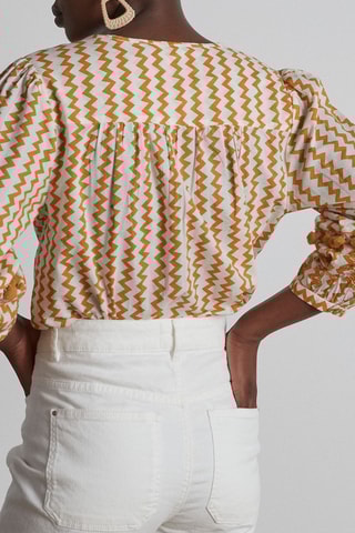 Blouse Marjorie - Blanc et moutarde - Maison 123