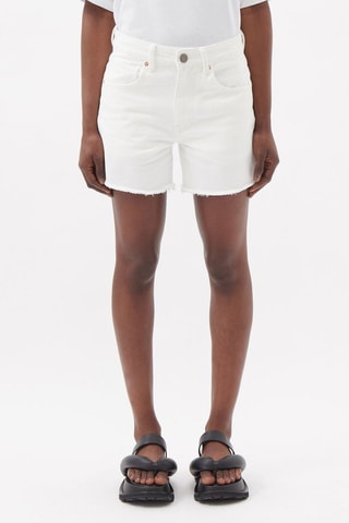 Short en jean en coton biologique taille haute - Blanc - Raey