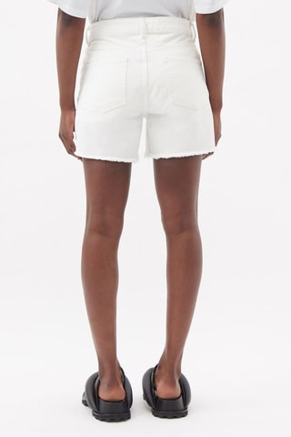 Short en jean en coton biologique taille haute - Blanc - Raey
