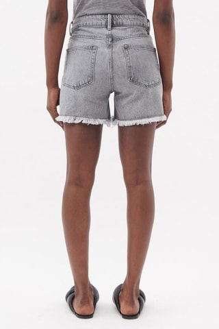Short en jean en coton biologique taille haute - Gris clair - Raey