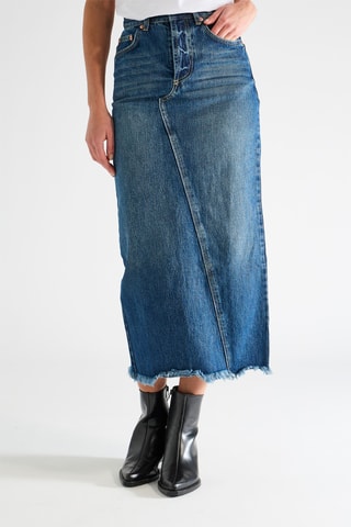 Jupe midi en jean et en coton biologique - Bleu - Raey