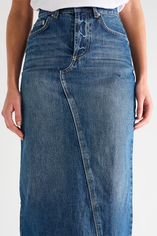 Jupe midi en jean et en coton biologique - Bleu - Raey