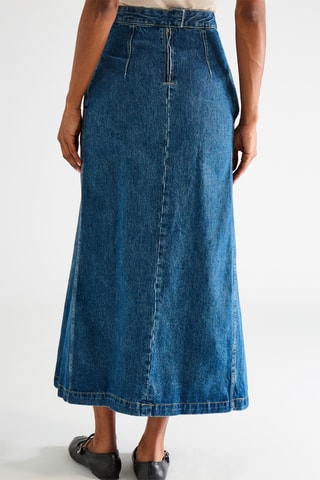 Jupe longue en jean en coton biologique - Bleu - Raey