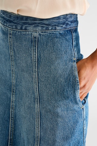 Jupe longue en jean en coton biologique - Bleu - Raey