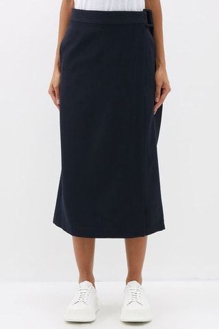 Jupe portefeuille en laine - Bleu marine - Raey