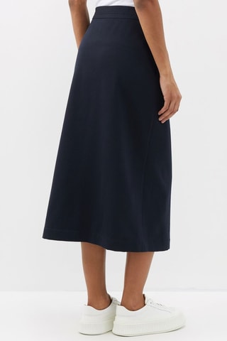 Jupe portefeuille en laine - Bleu marine - Raey