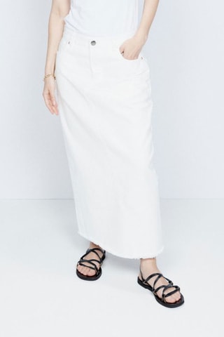 Jupe droite en jean en coton biologique - Blanc - Raey