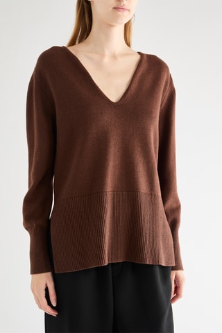 Camisola em lã merino - Castanho