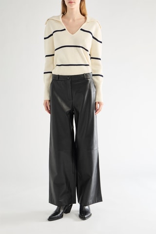 Calças em couro de carneiro - Preto