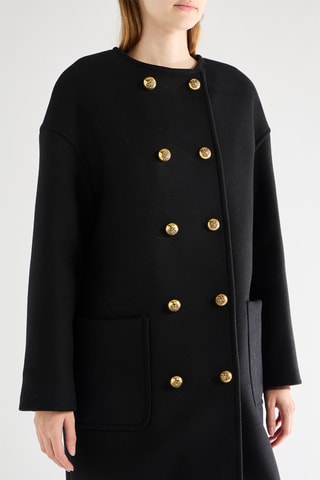 Sobretudo em lã virgem - Preto