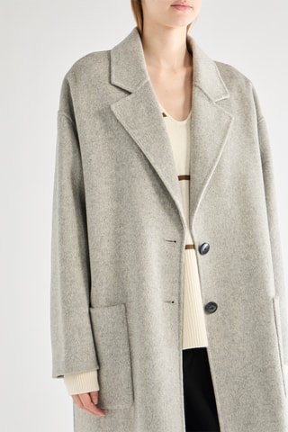 Sobretudo em lã - Cinzento-claro