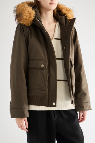 Casaco com capuz - Caqui