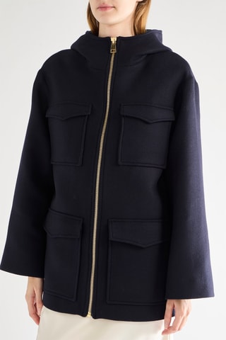 Sobretudo em lã virgem - Azul-marinho