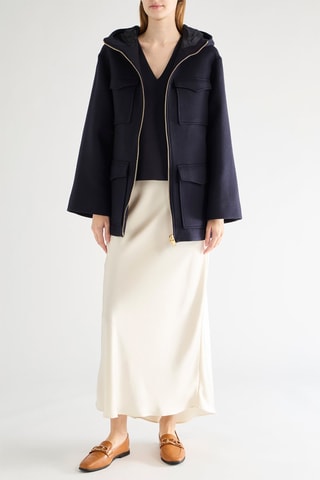 Sobretudo em lã virgem - Azul-marinho