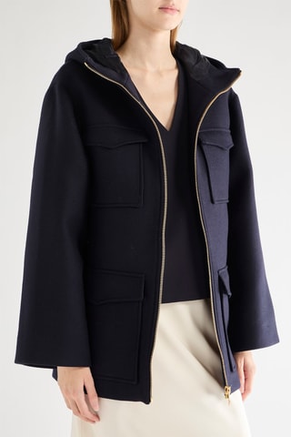 Sobretudo em lã virgem - Azul-marinho