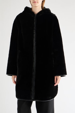 Sobretudo reversível com capuz - Preto