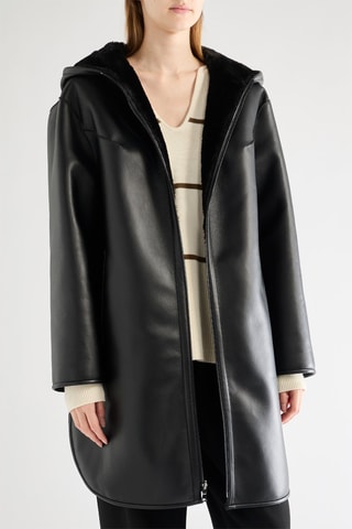 Sobretudo reversível com capuz - Preto