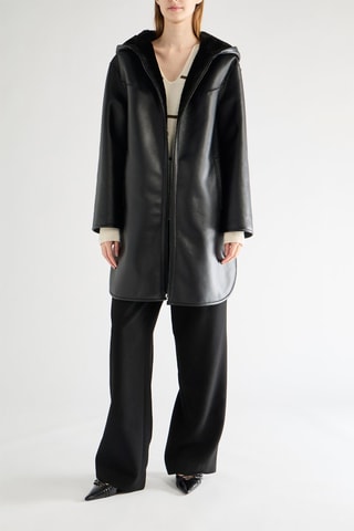 Sobretudo reversível com capuz - Preto