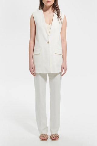 Casaco de lã virgem sem mangas - Cru