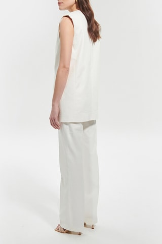 Casaco de lã virgem sem mangas - Cru