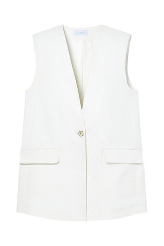 Casaco de lã virgem sem mangas - Cru