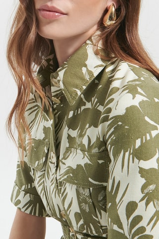 Casaco saariano de linho - Verde