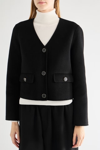 Casaco reversível em lã - Preto