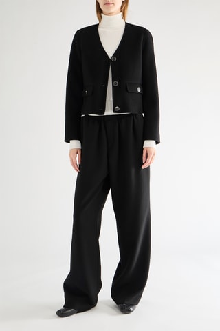 Casaco reversível em lã - Preto