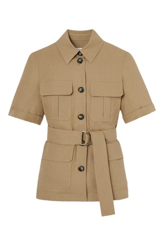 Casaco saariano em linho - Bege