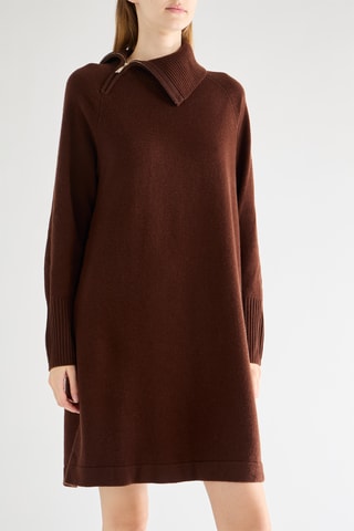 Vestido-camisola em lã merino - Castanho