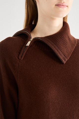 Vestido-camisola em lã merino - Castanho