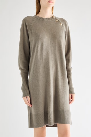 Vestido direito em lã merino - Caqui