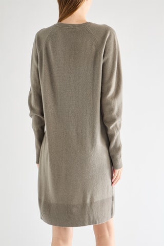 Vestido direito em lã merino - Caqui