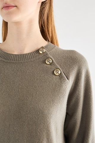 Vestido direito em lã merino - Caqui