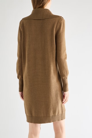 Vestido direito em lã merino - Caqui