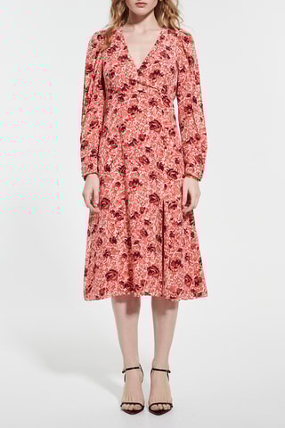 Vestido traçado de seda - Vermelho