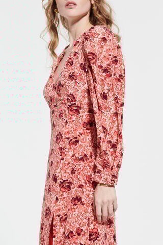 Vestido traçado de seda - Vermelho