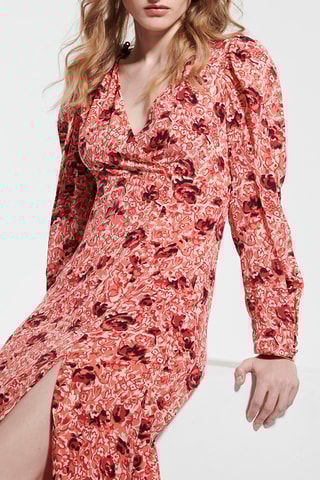 Vestido traçado de seda - Vermelho