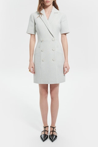 Vestido traçado - Branco e azul-celeste