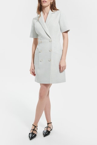 Vestido traçado - Branco e azul-celeste