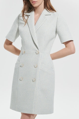 Vestido traçado - Branco e azul-celeste