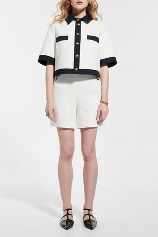 Calças direitos cintura alta - Cru