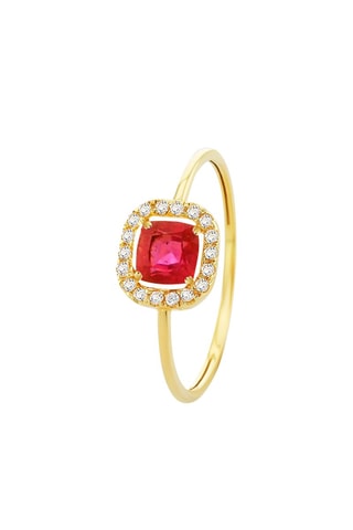 Bague - Or jaune, topazes et rubis