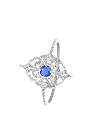 Bague - Or blanc, topazes et saphir